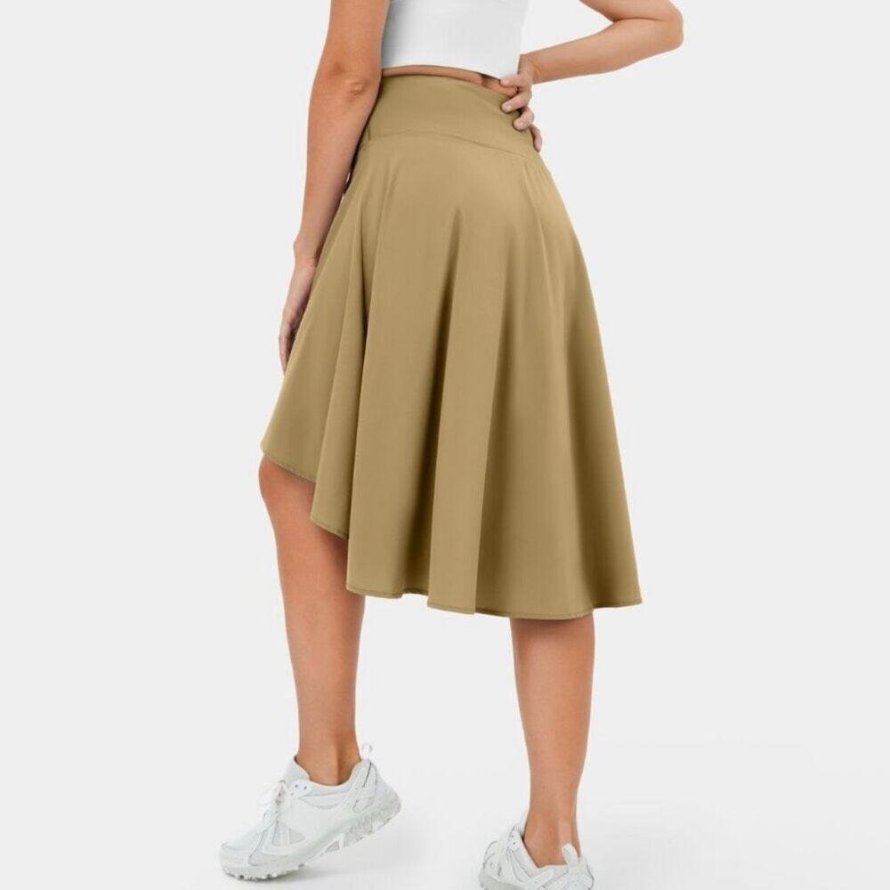 Halara High Waisted Asymmetric Ruffle High Low Flowy 2-in1 Quick Dry Dance Skirt